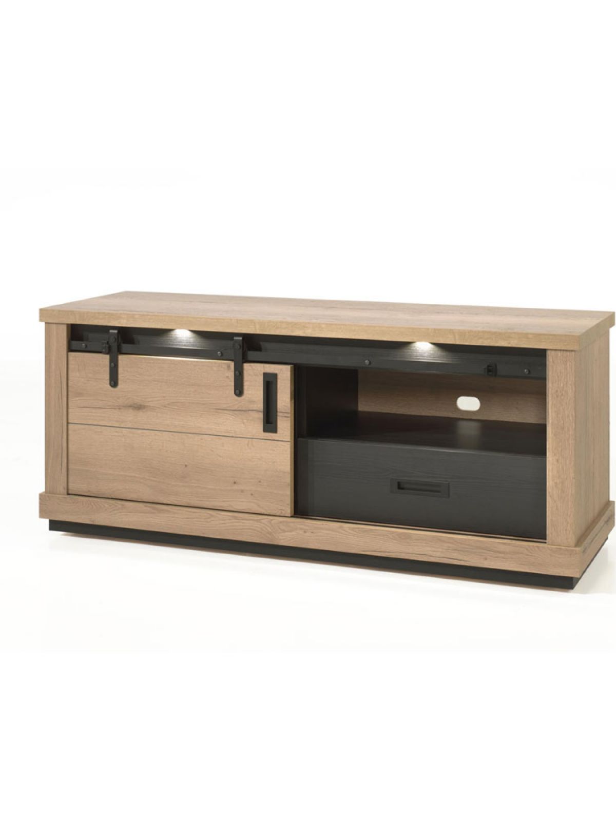Meuble télé 1 porte - 1 tiroir - 1 niche - led