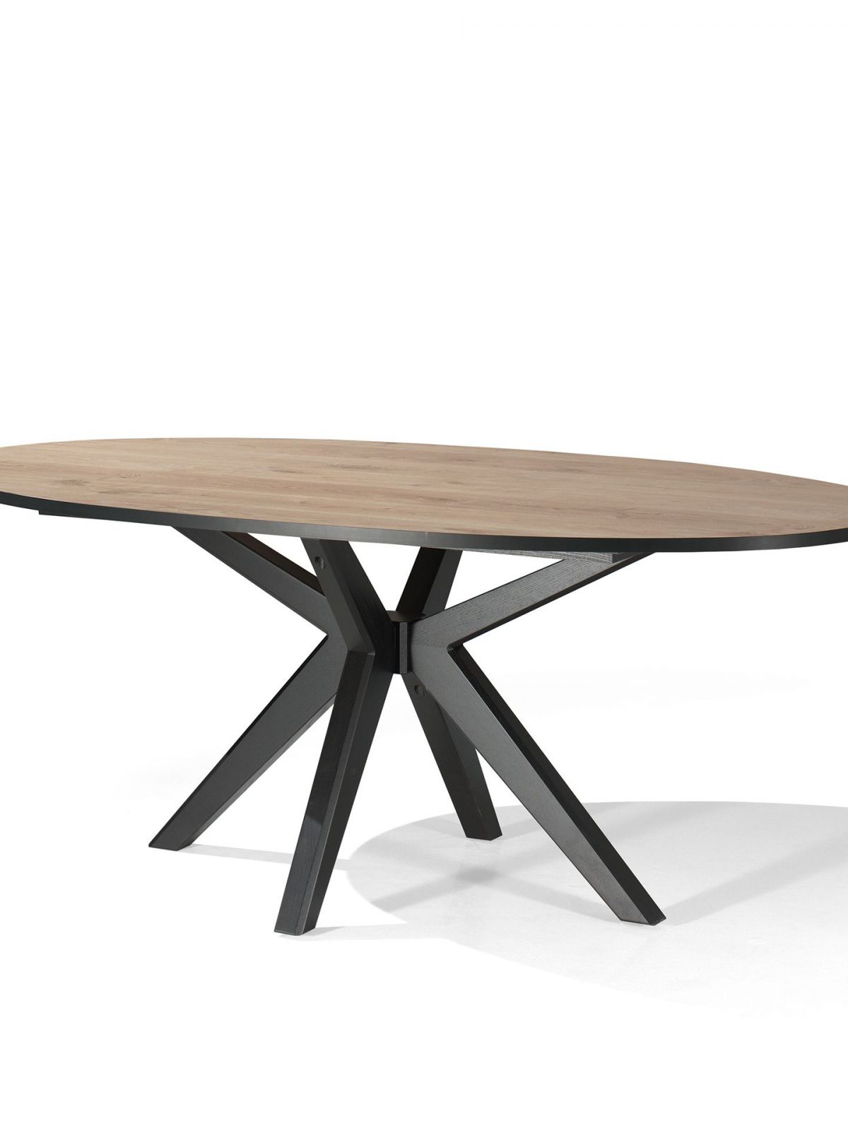 Table avec allonge ovale X-pied central