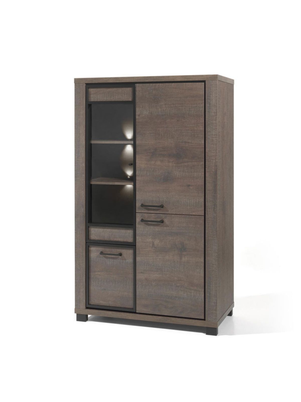 Vitrine 3 portes pleines - 1 porte vitrée
