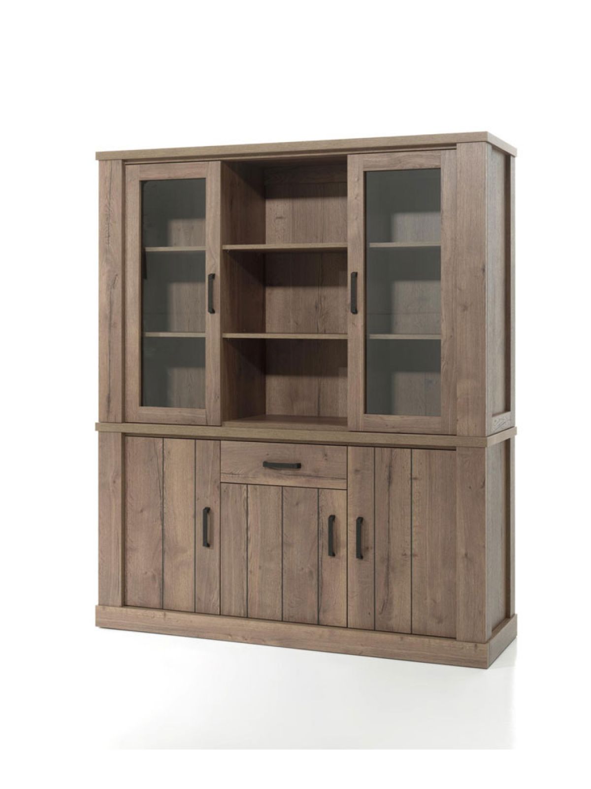 Vaisselier avec portes vitrées sur le dressoir 3 portes