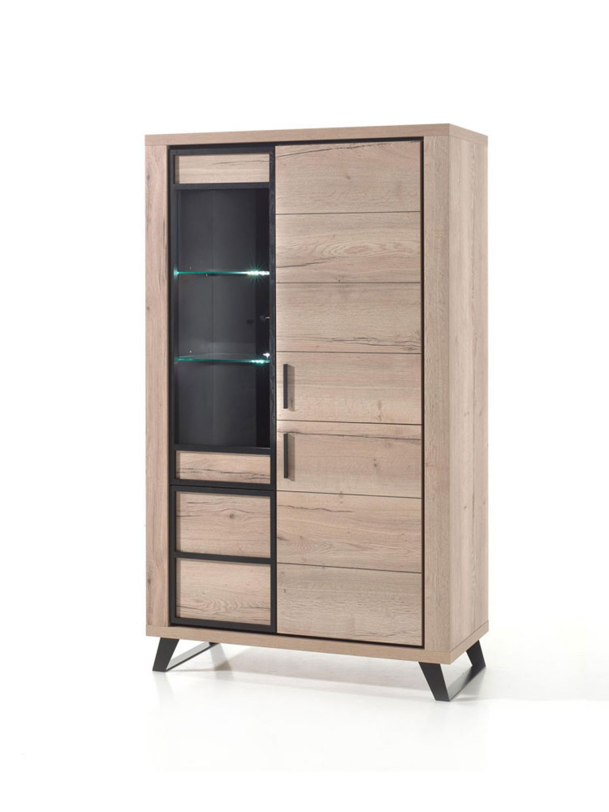 Vitrine 3 portes pleines - 1 porte vitrée