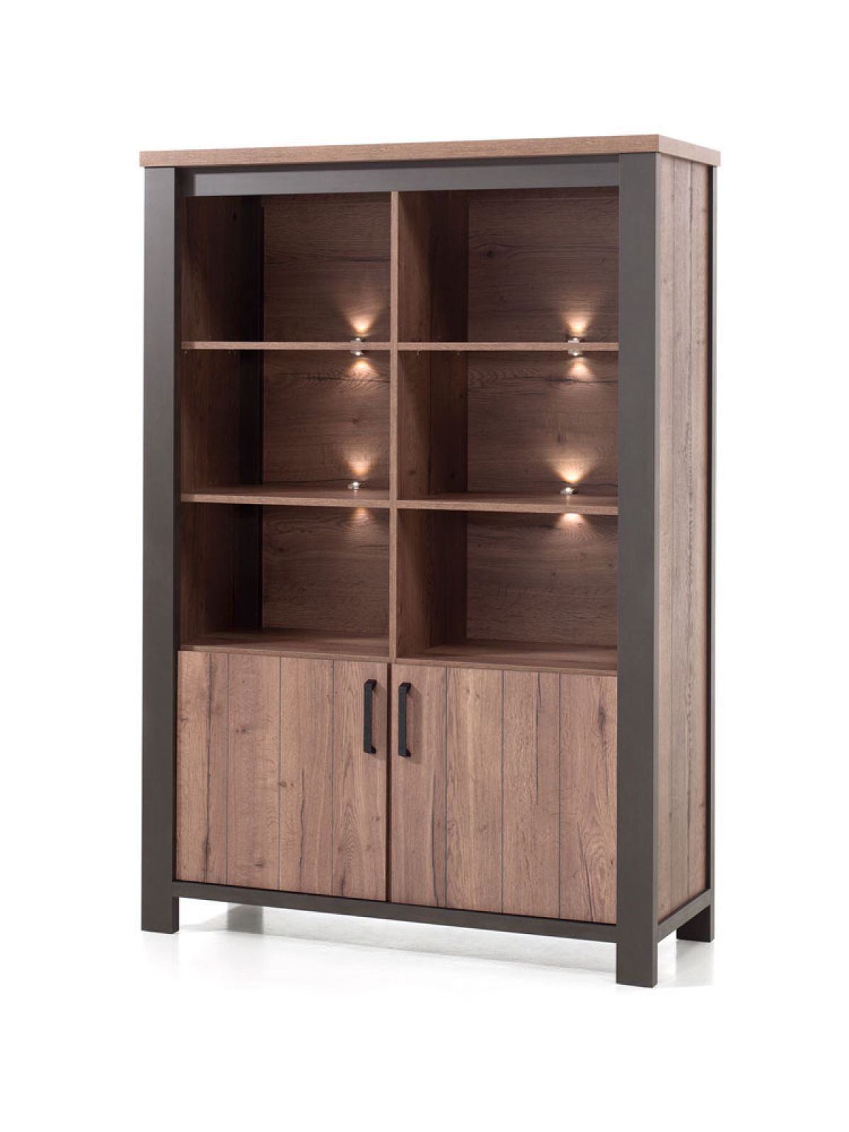 Vitrine 2 portes pleines - 2 niches
