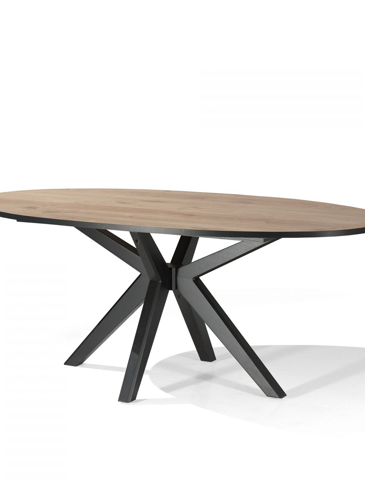 Table ovale fixe pied massif croisé