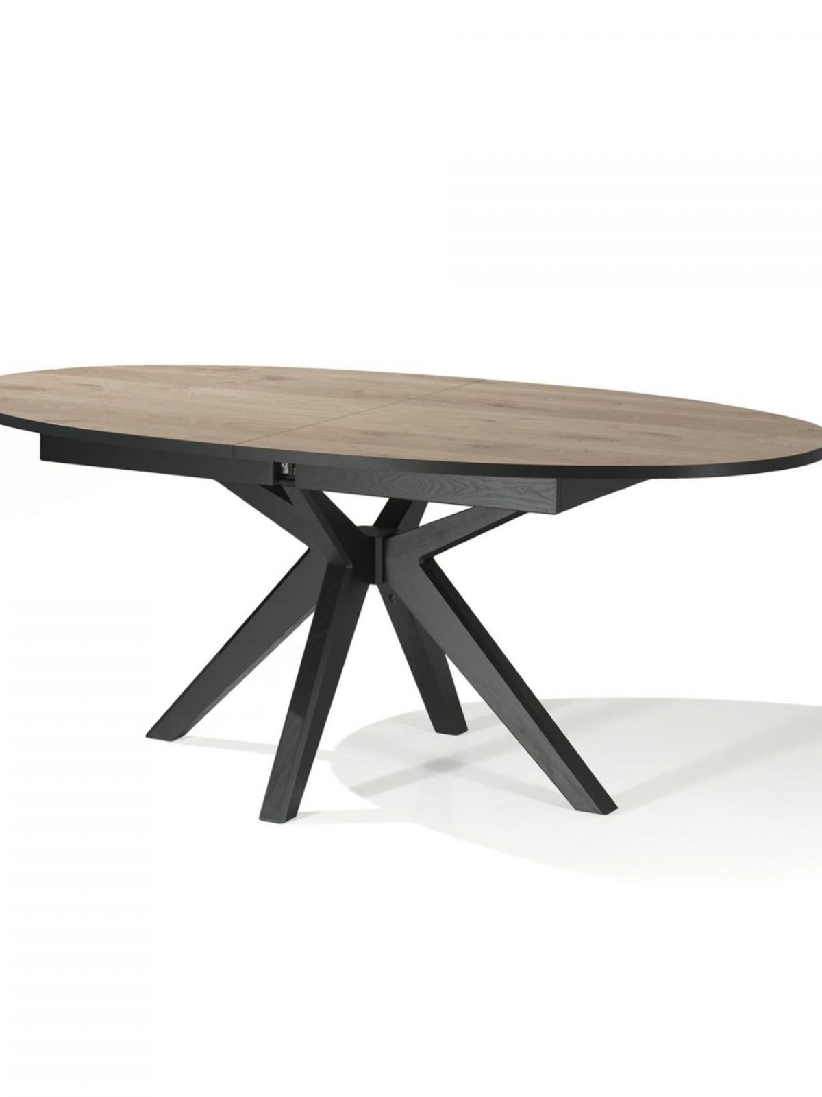 Table avec allonge ovale X-pied central