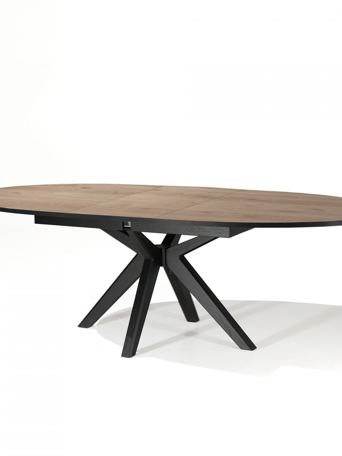 Table ovale avec allonge pied massif croisé