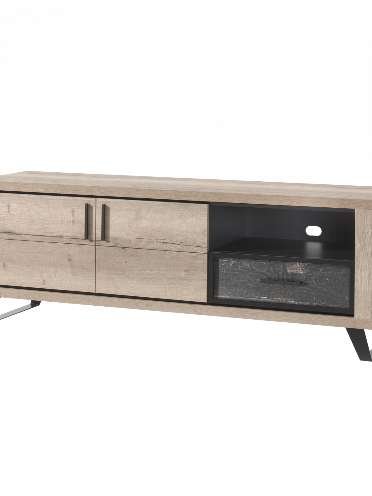 Meuble tv 2 portes - 1 tiroir - 1 niche - led